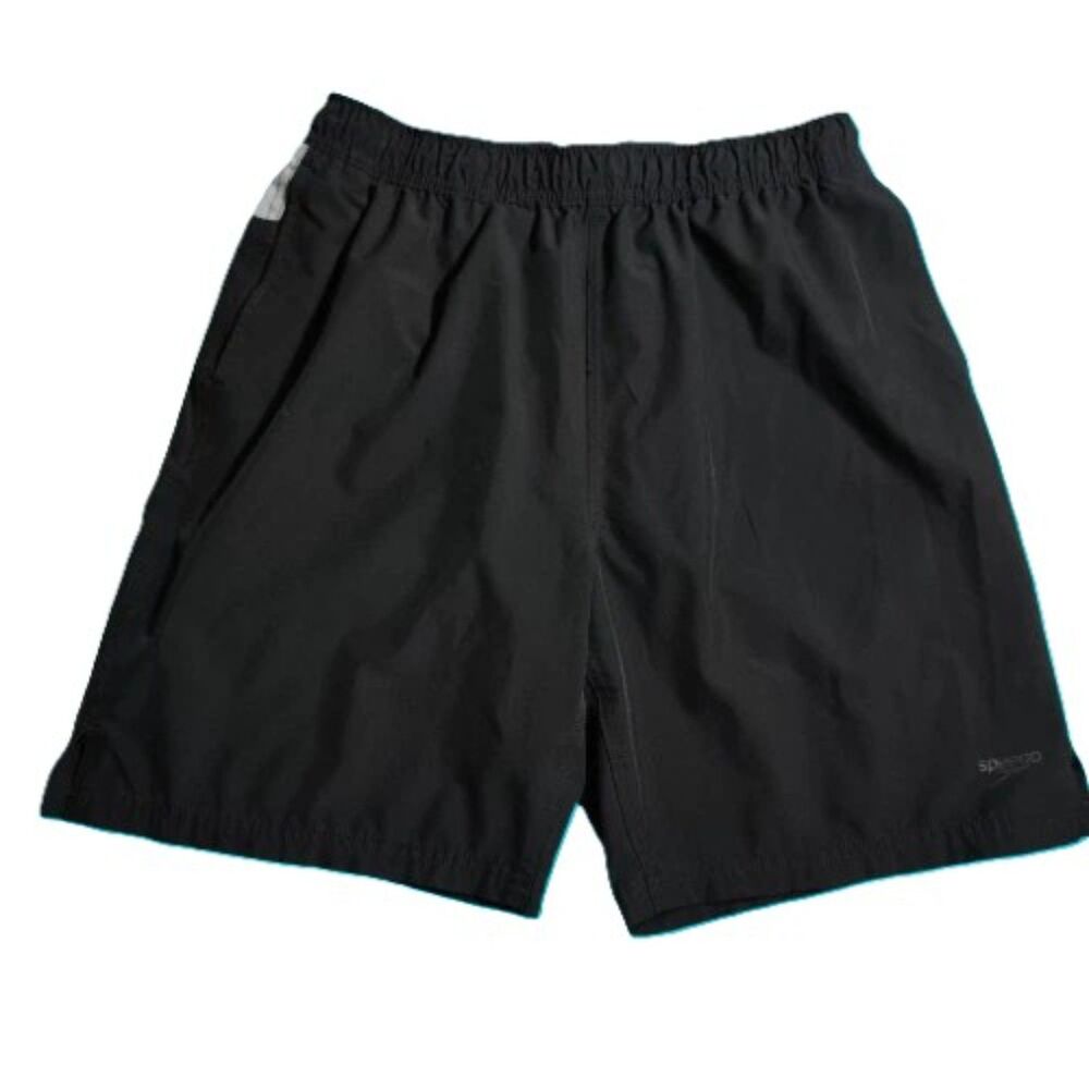Men’s Black Gray Athletic Swim Board Shorts Medium Quick Dry Stretch